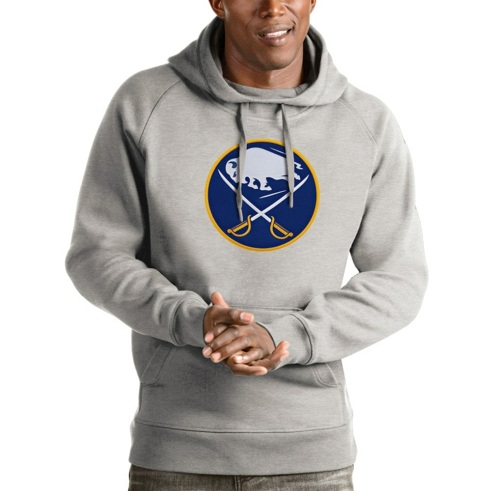Buffalo Sabres Antigua Logo Victory Pullover Hoodie - Heathered Gray - NHL