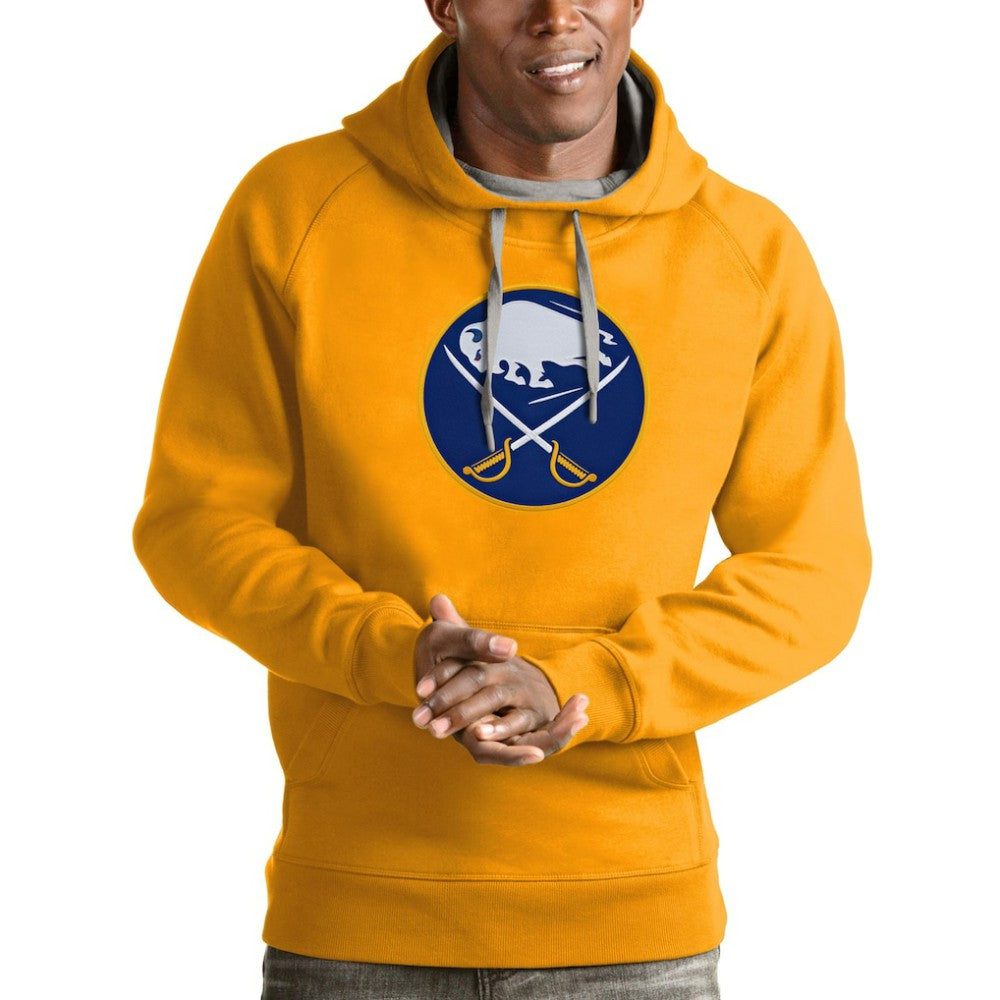 Buffalo Sabres Antigua Logo Victory Pullover Hoodie - Gold - NHL