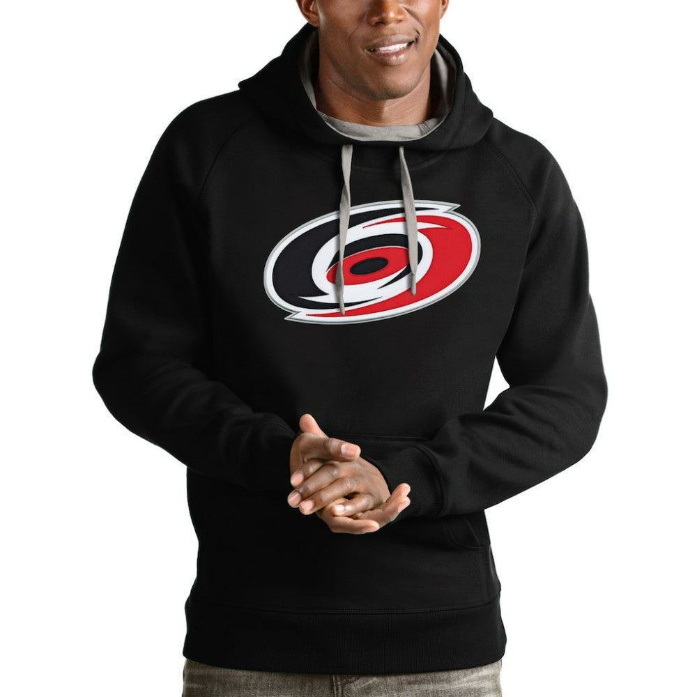Carolina Hurricanes Antigua Logo Victory Pullover Hoodie - Black - NHL