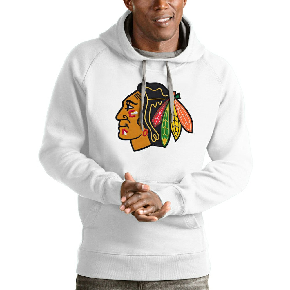 Chicago Blackhawks Antigua Logo Victory Pullover Hoodie - White - NHL