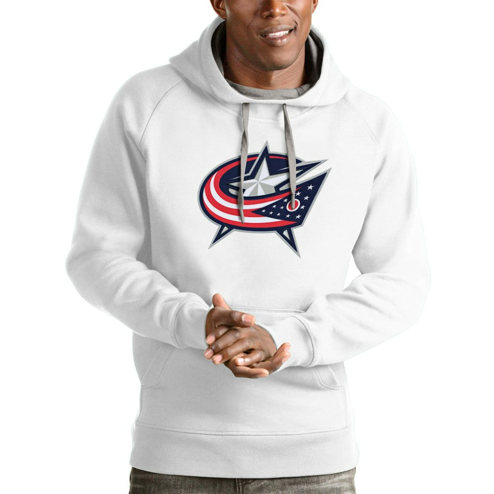 Columbus Blue Jackets Antigua Logo Victory Pullover Hoodie - White - NHL