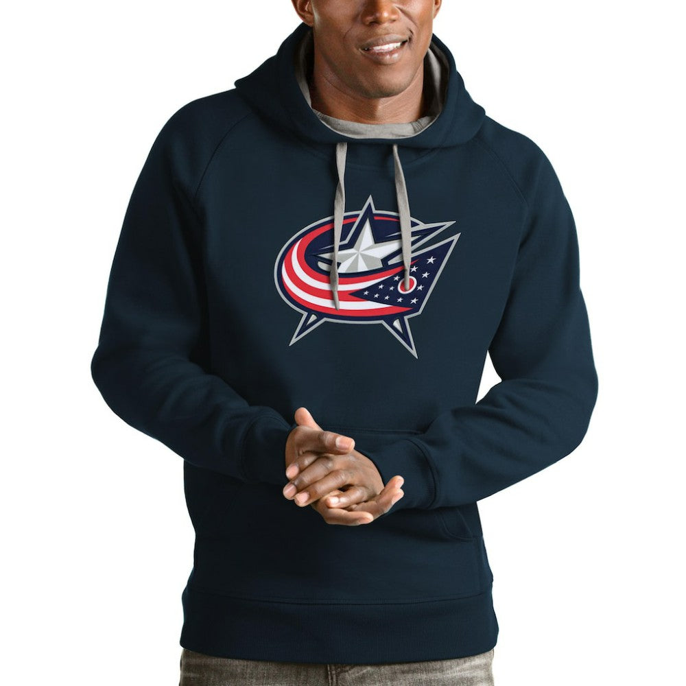 Columbus Blue Jackets Antigua Logo Victory Pullover Hoodie - Navy - NHL