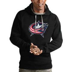 Columbus Blue Jackets Antigua Logo Victory Pullover Hoodie - Black - NHL
