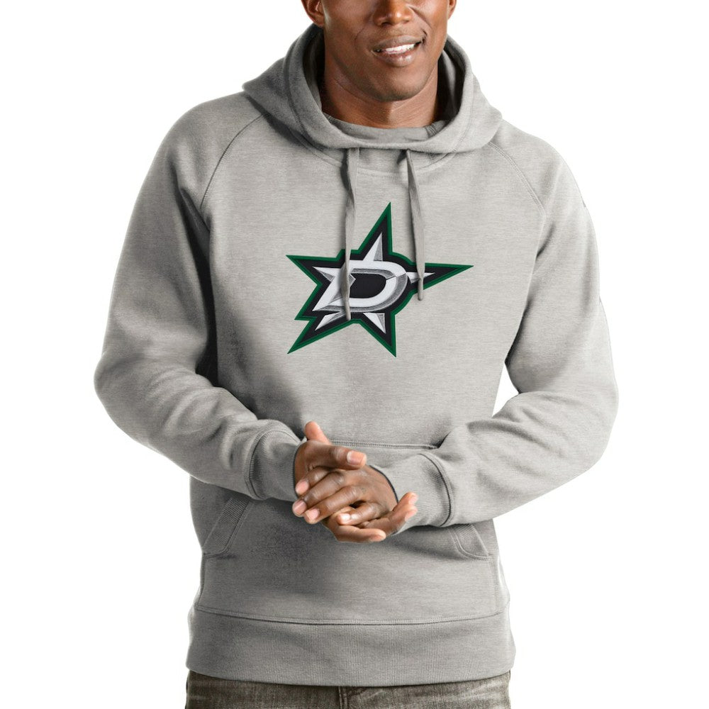 Dallas Stars Antigua Logo Victory Pullover Hoodie - Heathered Gray - NHL