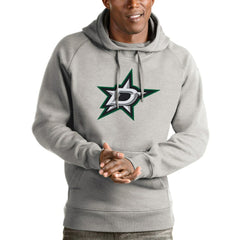 Dallas Stars Antigua Logo Victory Pullover Hoodie - Heathered Gray - NHL