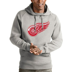 Detroit Red Wings Antigua Logo Victory Pullover Hoodie - Heathered Gray - NHL