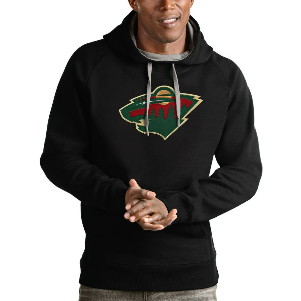 Minnesota Wild Antigua Logo Victory Pullover Hoodie - Black - NHL