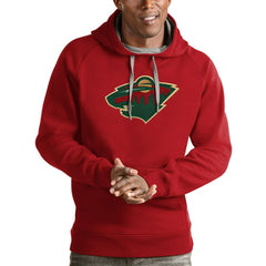 Minnesota Wild Antigua Logo Victory Pullover Hoodie - Red - NHL