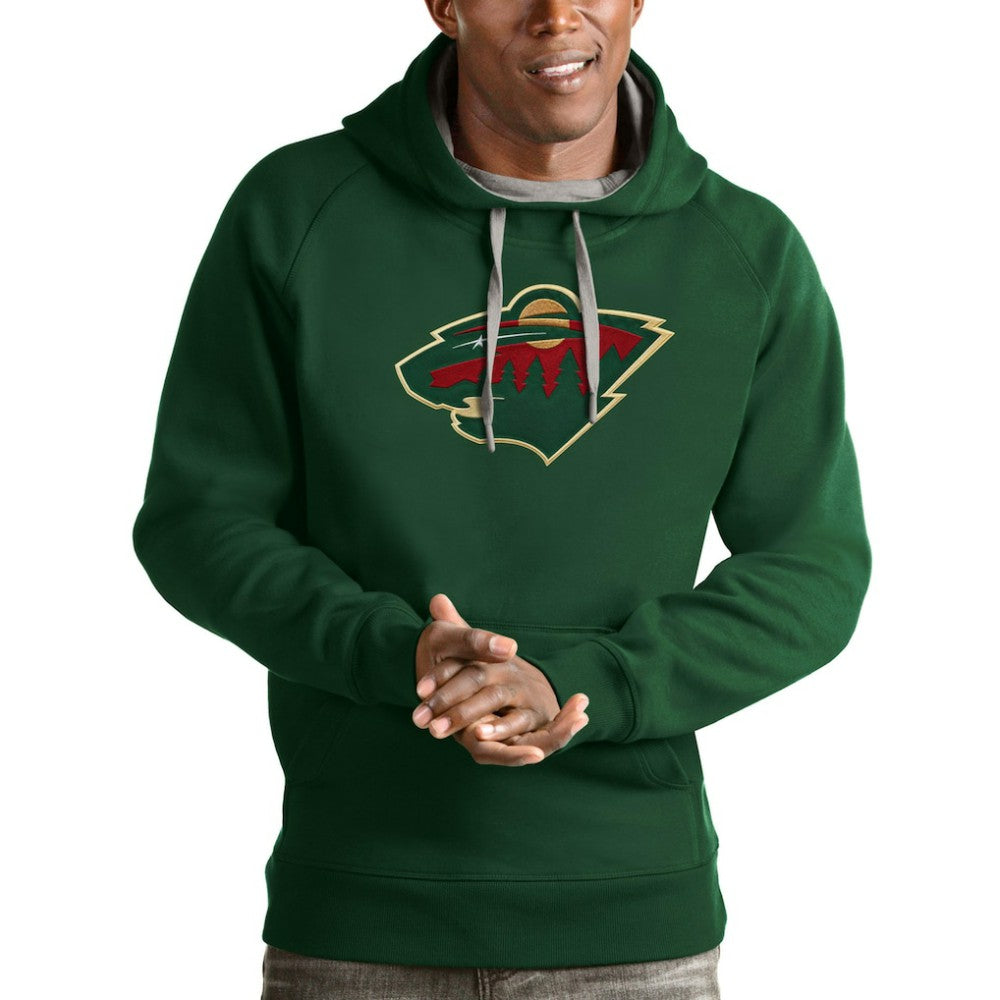 Minnesota Wild Antigua Logo Victory Pullover Hoodie - Hunter Green - NHL