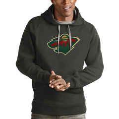 Minnesota Wild Antigua Logo Victory Pullover Hoodie - Charcoal - NHL