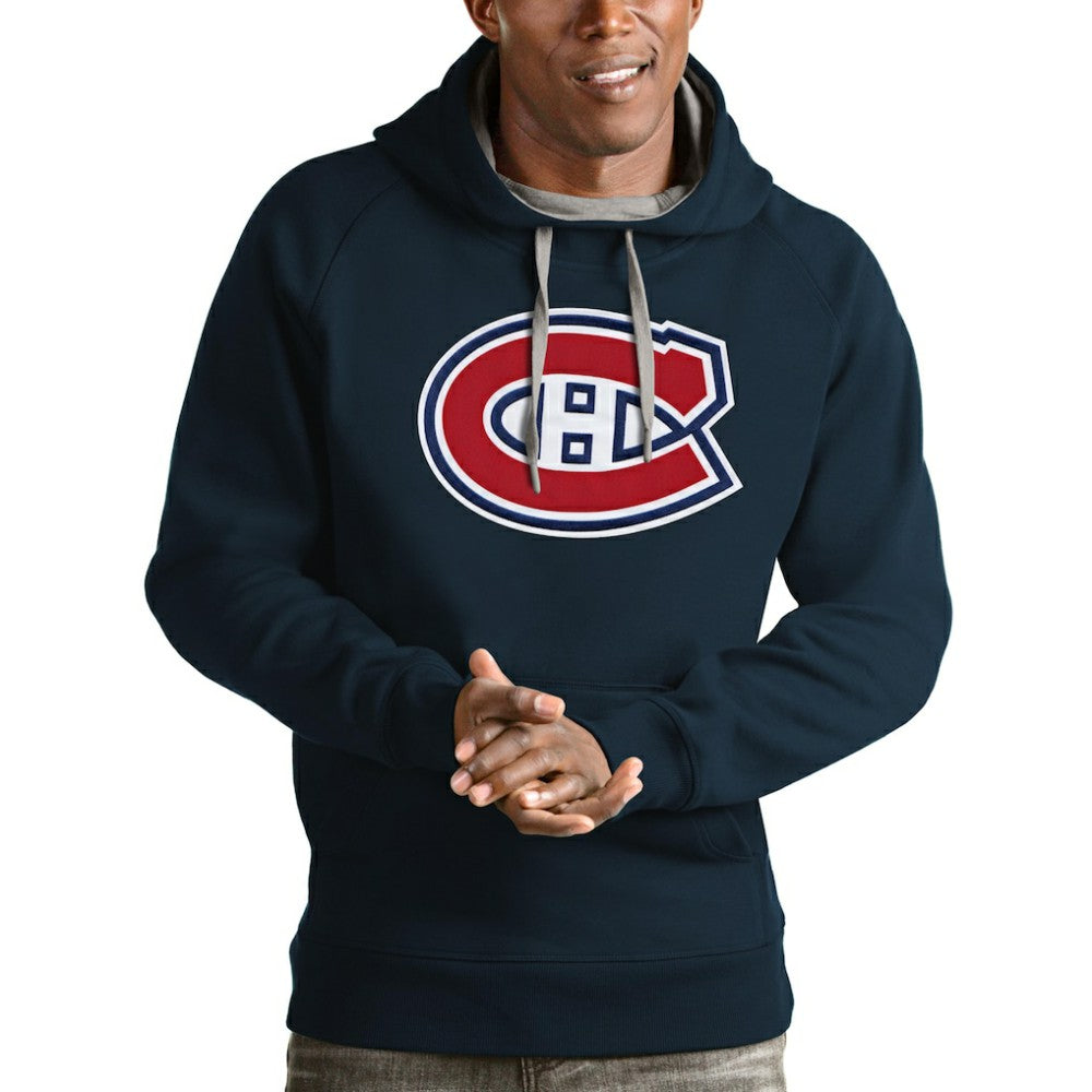 Montreal Canadiens Antigua Logo Victory Pullover Hoodie - Navy - NHL