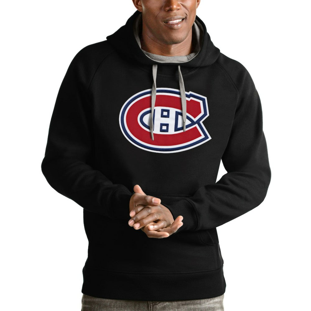 Montreal Canadiens Antigua Logo Victory Pullover Hoodie - Black - NHL