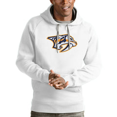 Nashville Predators Antigua Logo Victory Pullover Hoodie - White - NHL