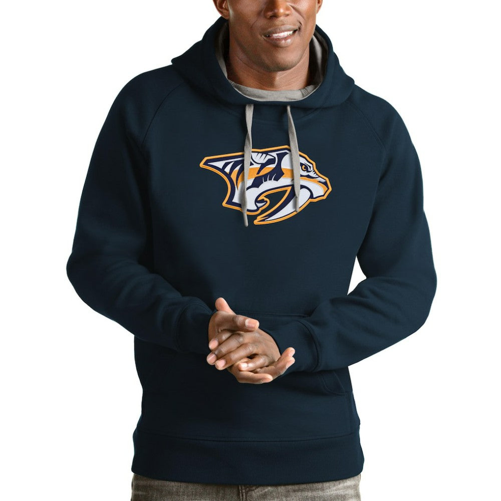 Nashville Predators Antigua Logo Victory Pullover Hoodie - Navy - NHL