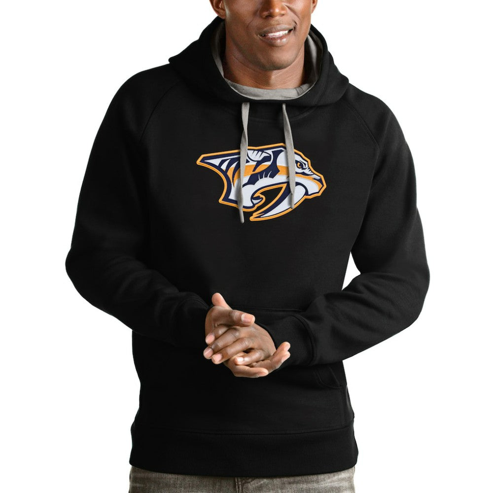 Nashville Predators Antigua Logo Victory Pullover Hoodie - Black - NHL