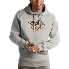 Nashville Predators Antigua Logo Victory Pullover Hoodie - Heathered Gray - NHL
