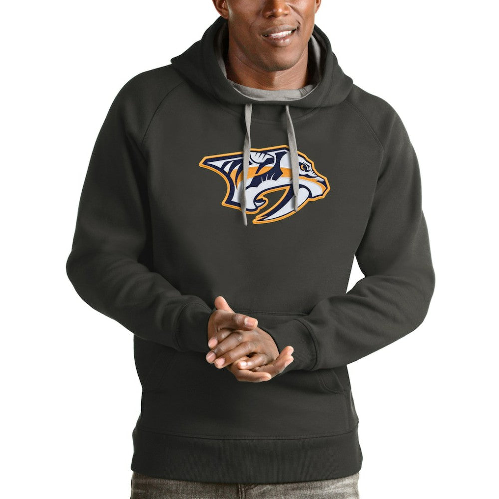 Nashville Predators Antigua Logo Victory Pullover Hoodie - Charcoal - NHL