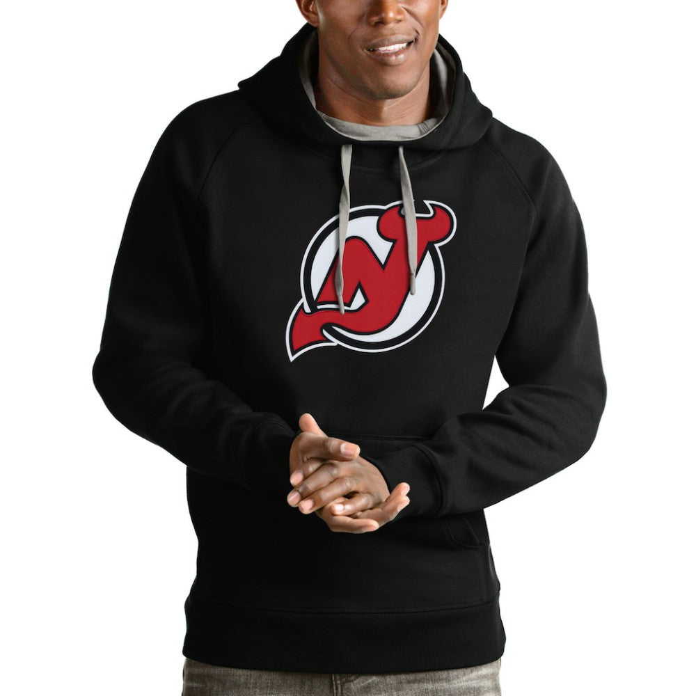 New Jersey Devils Antigua Logo Victory Pullover Hoodie - Black - NHL