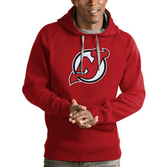 New Jersey Devils Antigua Logo Victory Pullover Hoodie - Red - NHL