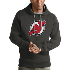New Jersey Devils Antigua Logo Victory Pullover Hoodie - Charcoal - NHL