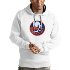 New York Islanders Antigua Logo Victory Pullover Hoodie - White - NHL