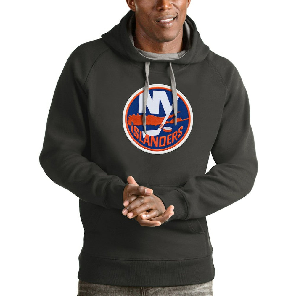 New York Islanders Antigua Logo Victory Pullover Hoodie - Charcoal - NHL