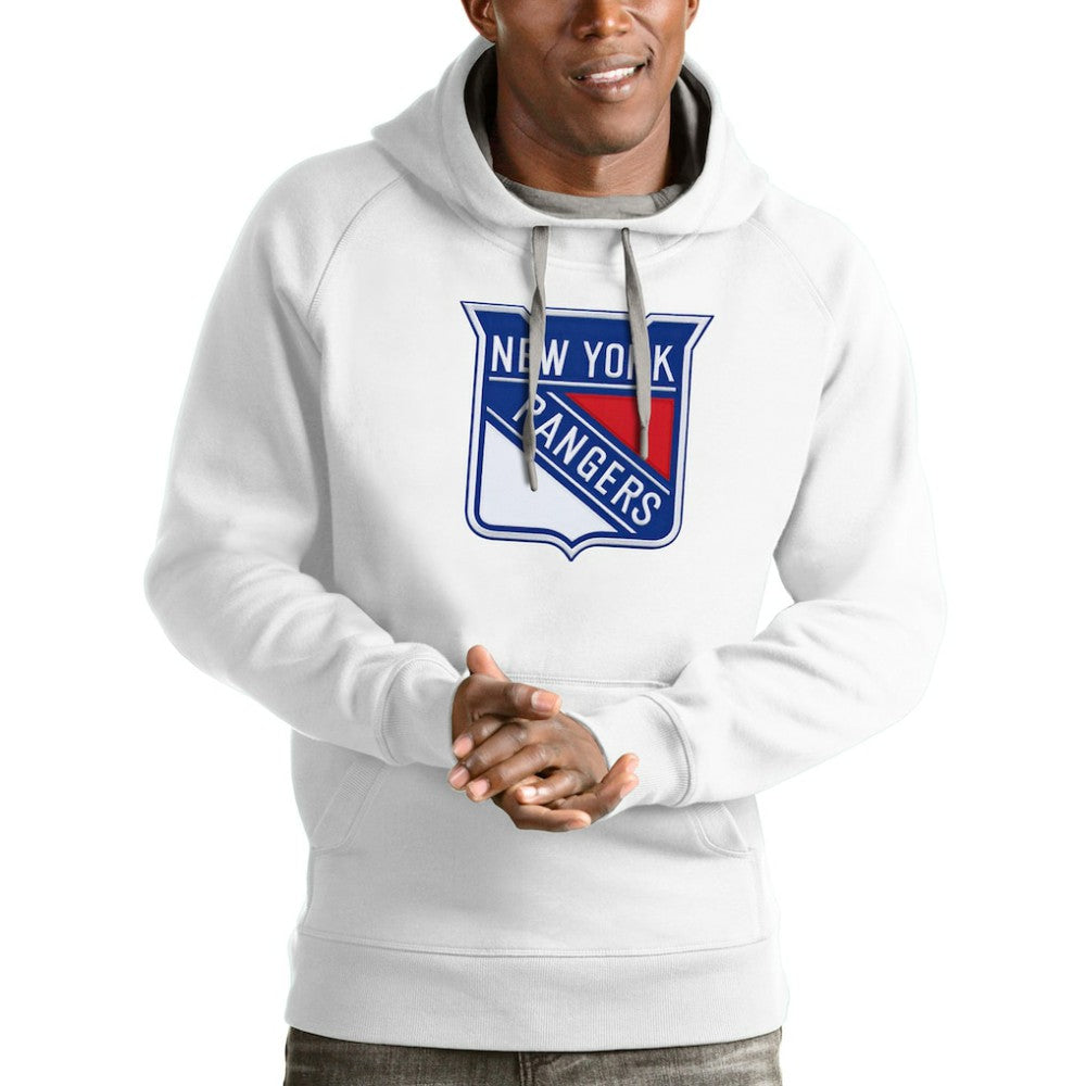 New York Rangers Antigua Logo Victory Pullover Hoodie - White - NHL