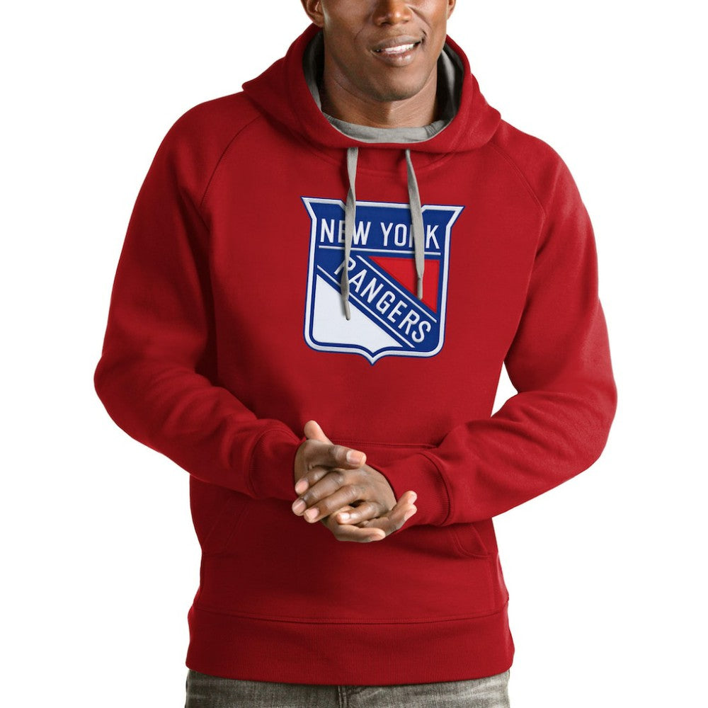 New York Rangers Antigua Logo Victory Pullover Hoodie - Red - NHL