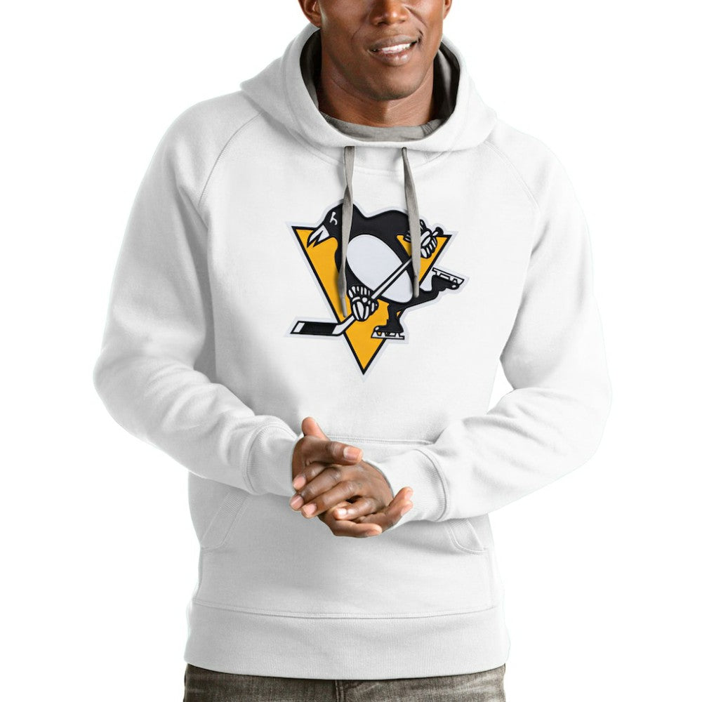 Pittsburgh Penguins Antigua Logo Victory Pullover Hoodie - White - NHL