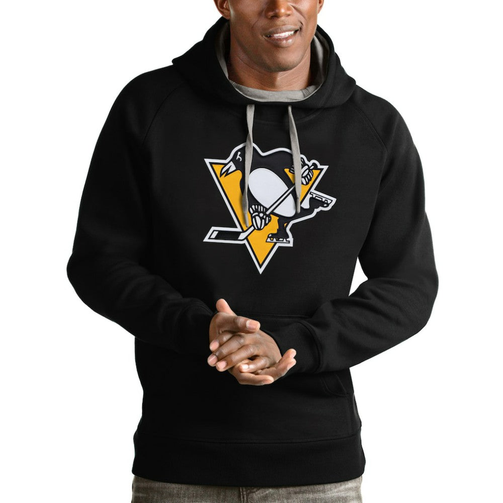 Pittsburgh Penguins Antigua Logo Victory Pullover Hoodie - Black - NHL