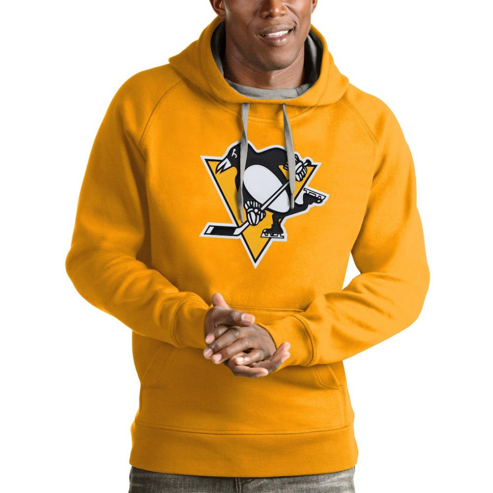 Pittsburgh Penguins Antigua Logo Victory Pullover Hoodie - Gold - NHL