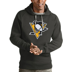 Pittsburgh Penguins Antigua Logo Victory Pullover Hoodie - Charcoal - NHL