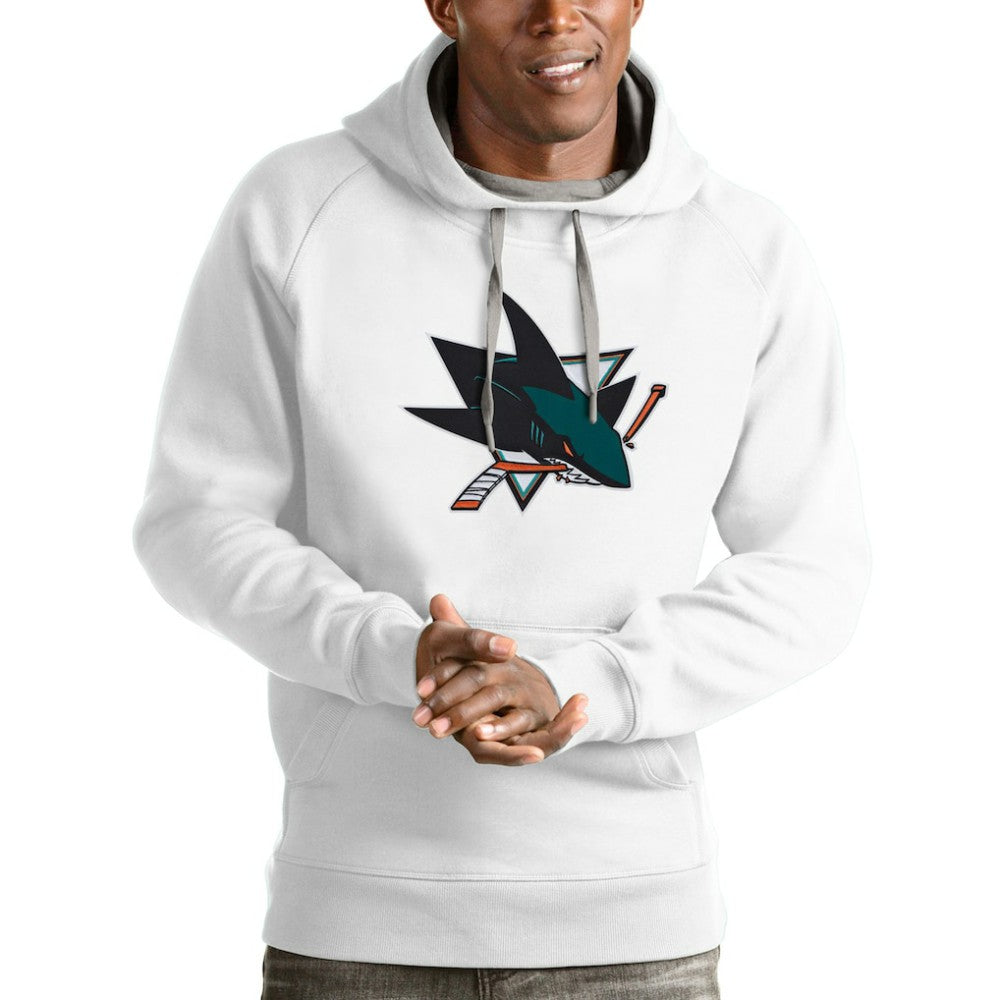 San Jose Sharks Antigua Logo Victory Pullover Hoodie - White - NHL