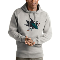 San Jose Sharks Antigua Logo Victory Pullover Hoodie - Heathered Gray - NHL