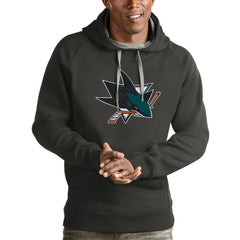 San Jose Sharks Antigua Logo Victory Pullover Hoodie - Charcoal - NHL