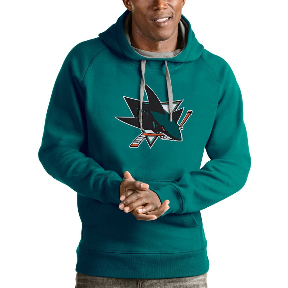 San Jose Sharks Antigua Logo Victory Pullover Hoodie - Teal - NHL