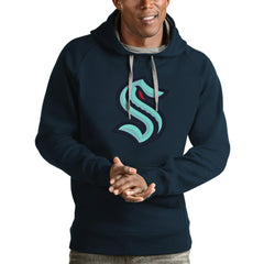 Seattle Kraken Antigua Logo Victory Pullover Hoodie - Navy - NHL