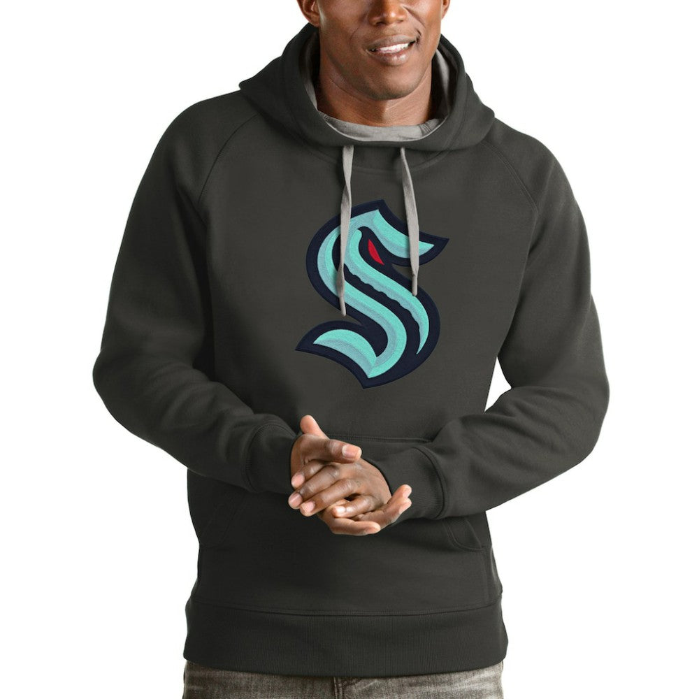 Seattle Kraken Antigua Logo Victory Pullover Hoodie - Charcoal - NHL