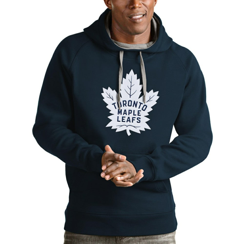 Toronto Maple Leafs Antigua Logo Victory Pullover Hoodie - Navy - NHL
