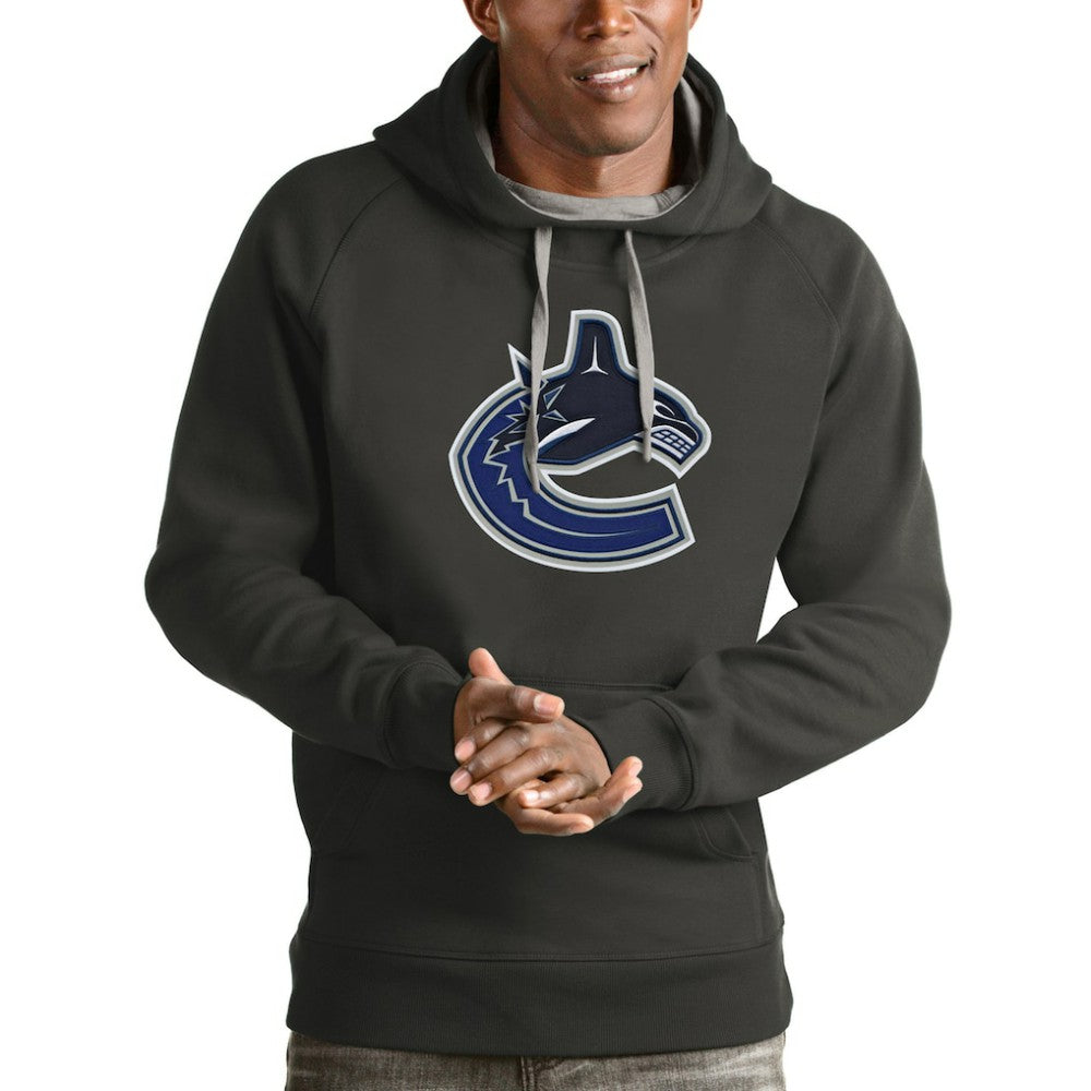 Vancouver Canucks Antigua Logo Victory Pullover Hoodie - Charcoal - NHL
