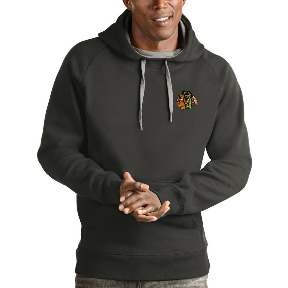 Chicago Blackhawks Antigua Victory Pullover Hoodie - Charcoal - NHL