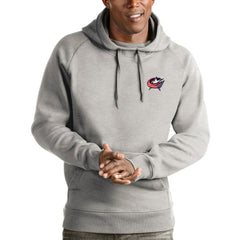 Columbus Blue Jackets Antigua Victory Pullover Hoodie - Heathered Gray - NHL