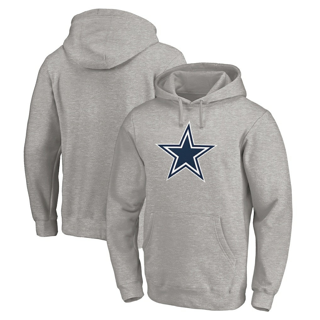 Dallas Cowboys Primary Logo Fitted Pullover Hoodie Heather Gray | NFL