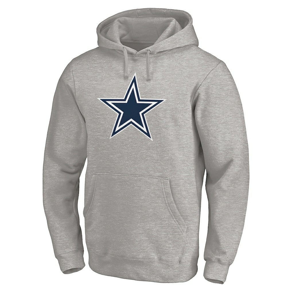Dallas Cowboys Primary Logo Fitted Pullover Hoodie Heather Gray | NFL