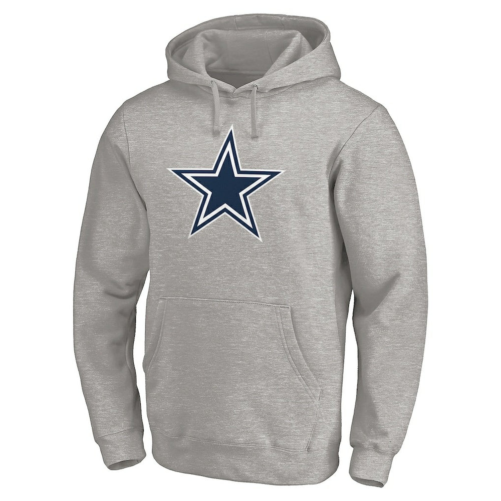 Dallas Cowboys Primary Logo Fitted Pullover Hoodie Heather Gray | NFL