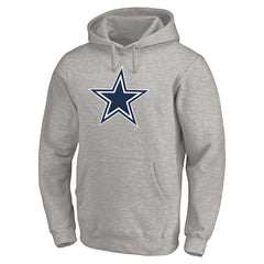 Dallas Cowboys Primary Logo Fitted Pullover Hoodie Heather Gray | NFL