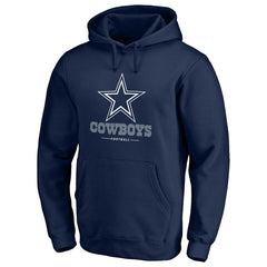 Dallas Cowboys Logo Team Lockup Fitted Pullover Hoodie Navy | NFL