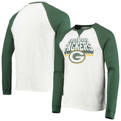Green Bay Packers Junk Food Colorblock Raglan Long Sleeve T-Shirt White/Green | NFL