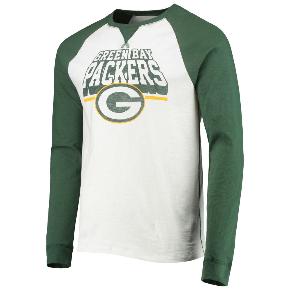 Green Bay Packers Junk Food Colorblock Raglan Long Sleeve T-Shirt White/Green | NFL