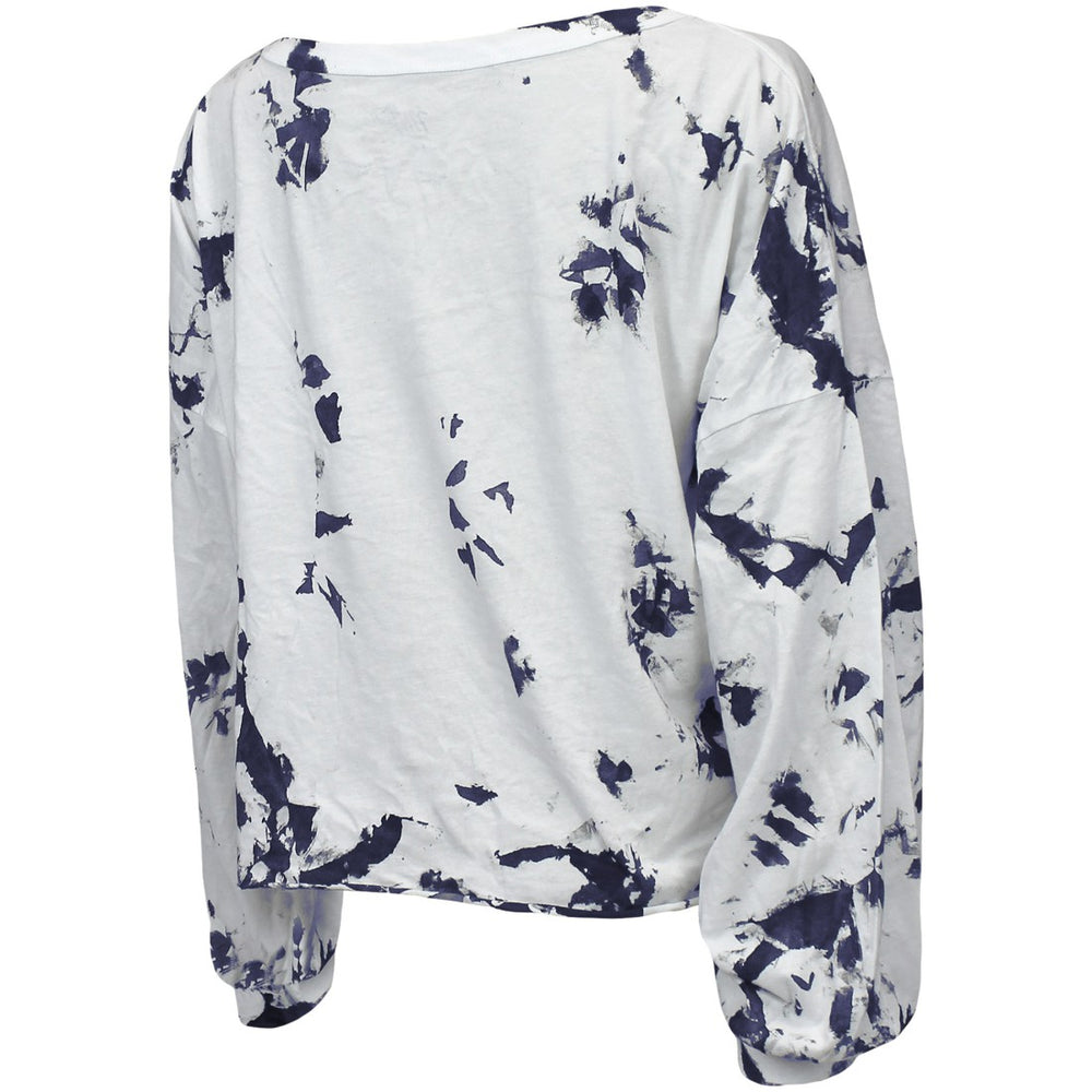 Tennessee Titans Majestic Threads Women's Off-Shoulder Tie-Dye V-Neck Long Sleeve T-Shirt White/Navy | NFL